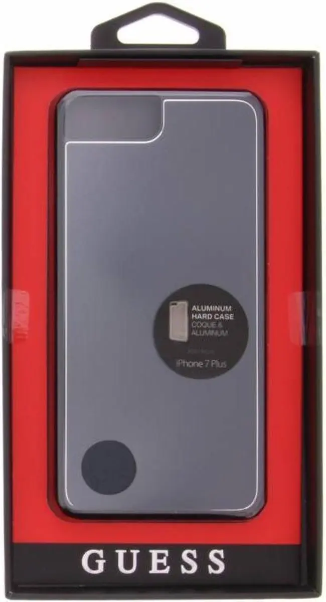 Guess Aluminium Plate Hard Case iPhone 8 Plus - Zwart