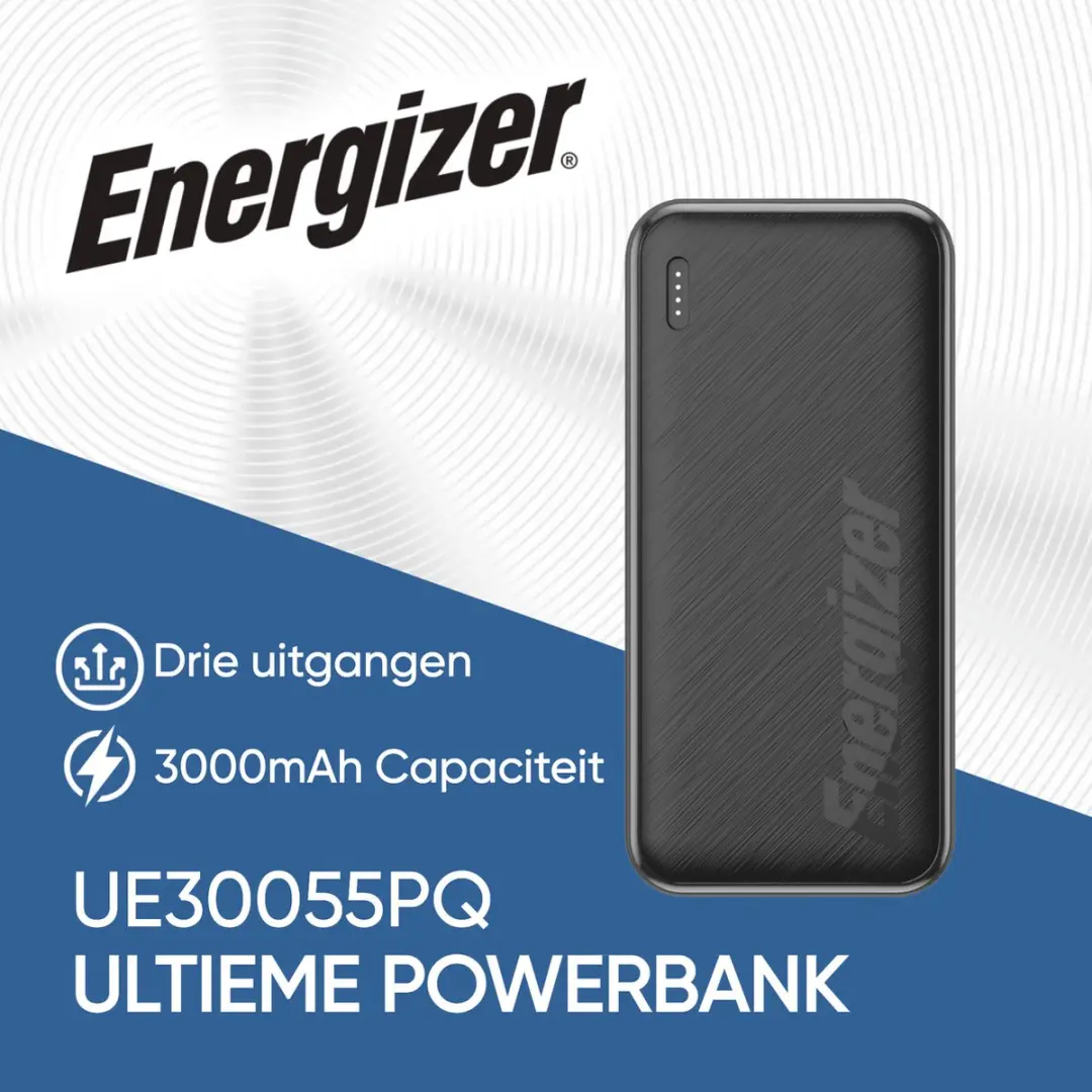 Energizer Ultimate Powerbank UE30055PQ 30000mAh - 3x USB - Zwart - afbeelding 6 van 6
