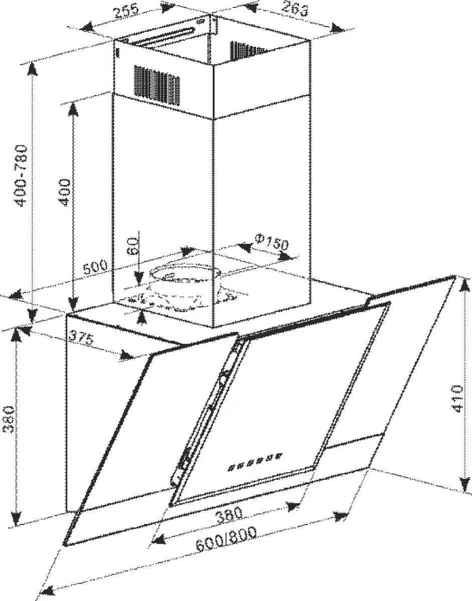 Kaiser Waskap AT 8438 F ECO Line Afzuigkap 80cm - 910m³/h - Zwart