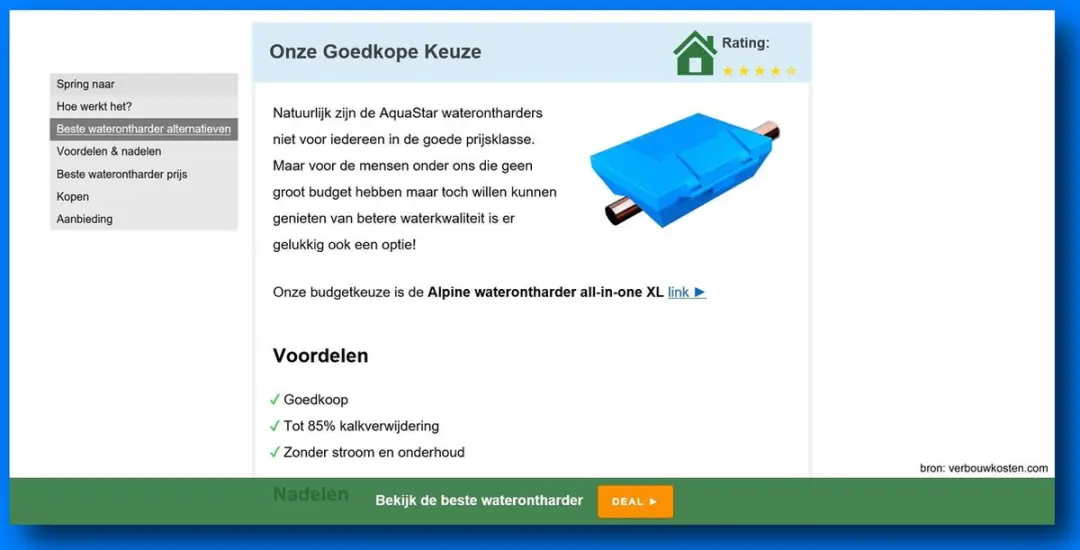Alpine All-in-one Waterontharder Alternatief 4800 ltr/hr - Koper - 28 Personen