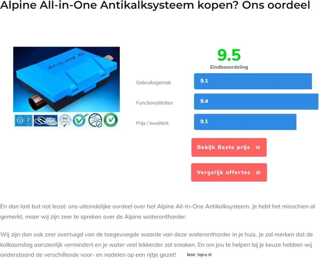 Alpine All-in-one XL Waterontharder 5400 ltr/hr - 8 Personen