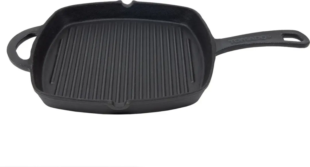 Tomado Grillpan Vierkant Gietijzer 26cm - Zwart