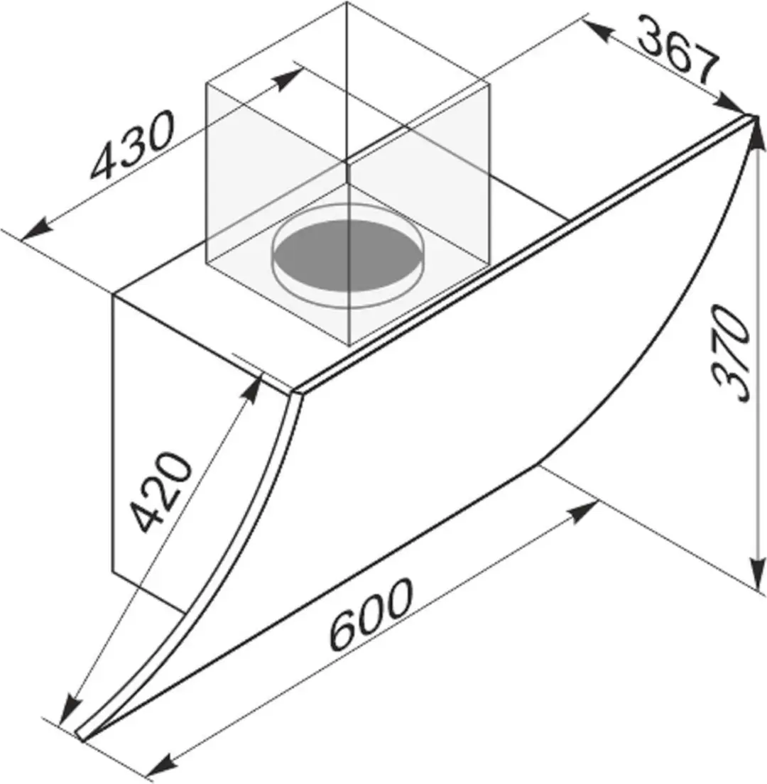 Kaiser AT 6488 F ECO Line Afzuigkap 60cm - 1250 m³/h - RVS & Zwart Glas