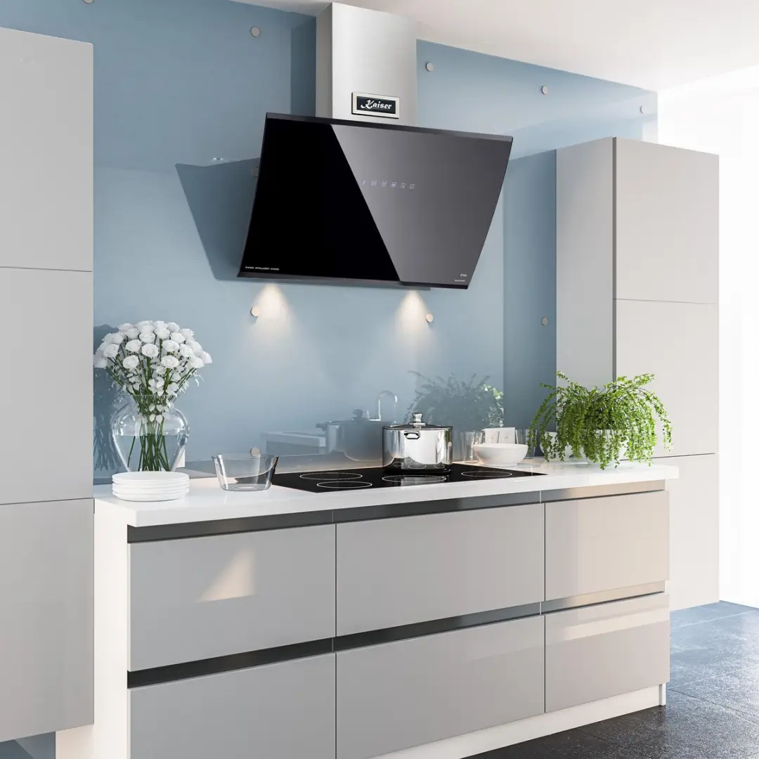 Kaiser AT 6488 F ECO Line Afzuigkap 60cm - 1250 m³/h - RVS & Zwart Glas