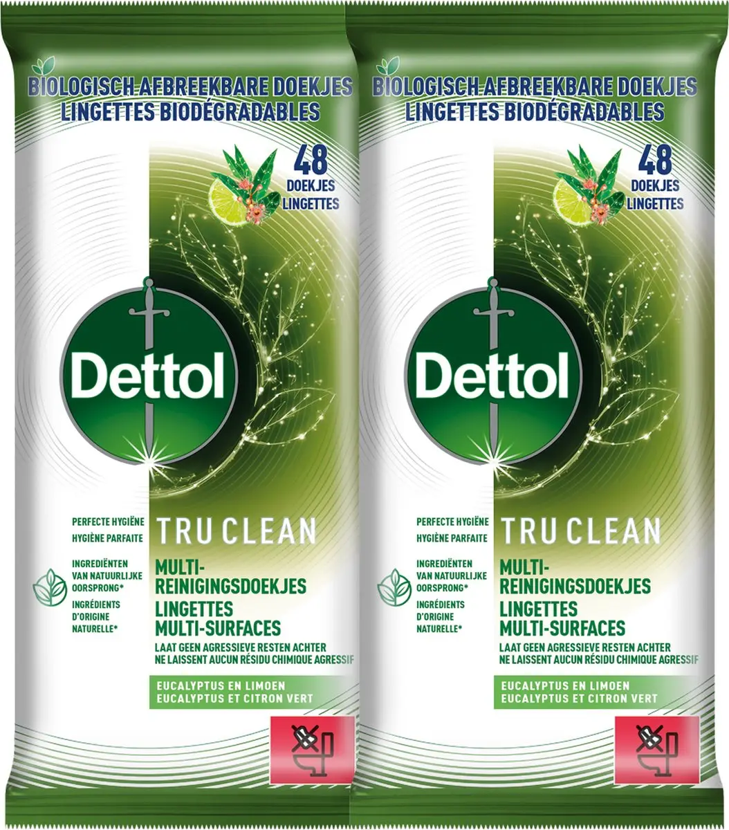 Dettol Tru Clean Schoonmaakdoekjes Eucalyptus & Limoen