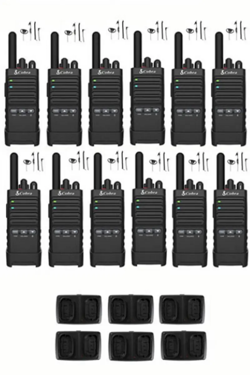Cobra PX650 UHF PMR446 Portofoons - 12 Stuks - Zwart