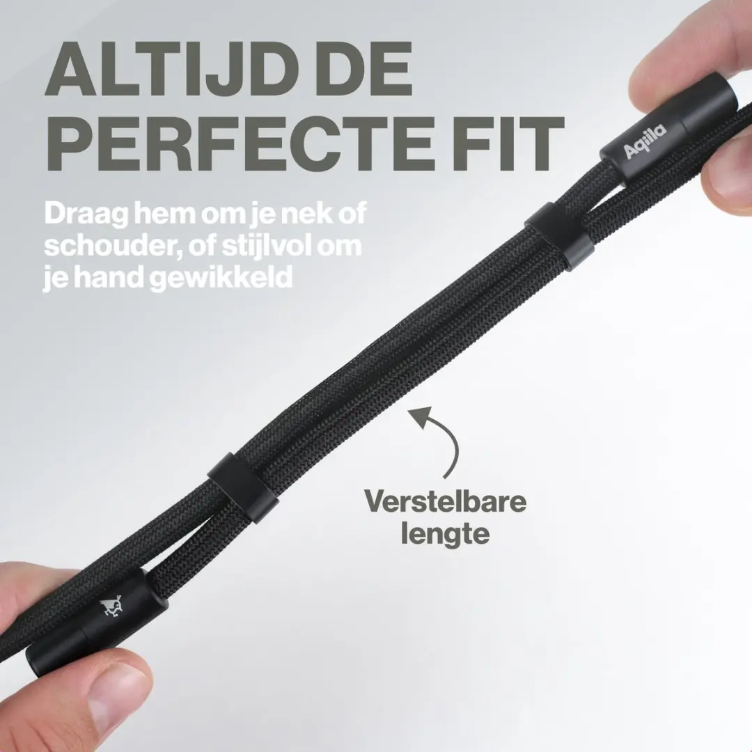 Aqiila 2-in-1 Lightning naar USB-C Lanyard 30W - Zwart
