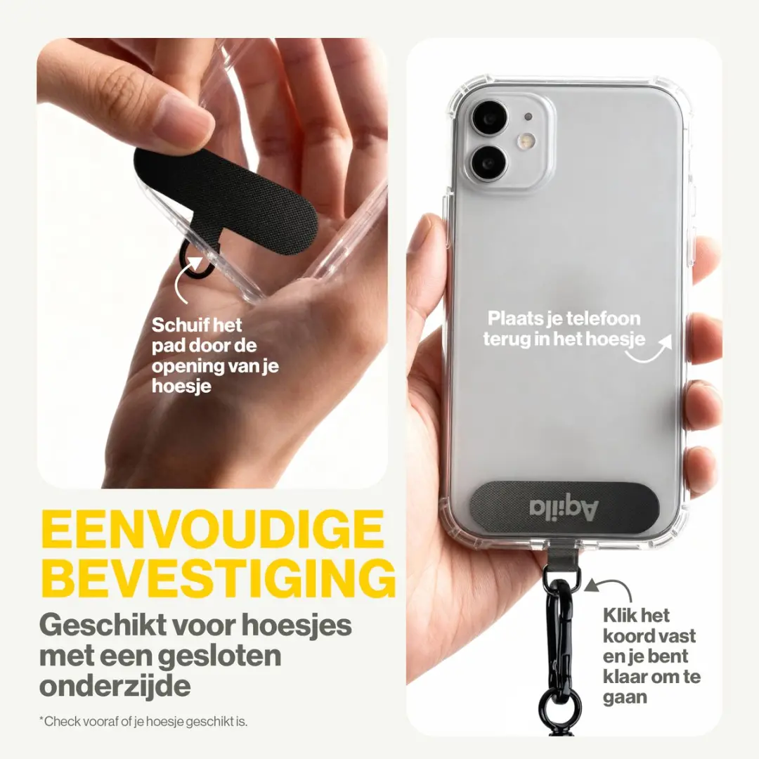 Aqiila 2-in-1 Lightning naar USB-C Lanyard 30W - Zwart