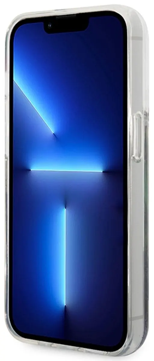 Guess Flower Liquid Glitter iPhone 14 Pro Hoesje - Blauw