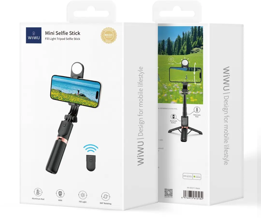WiWu mini Selfie Stick Wi-SE011 - 7 Inch - Zwart