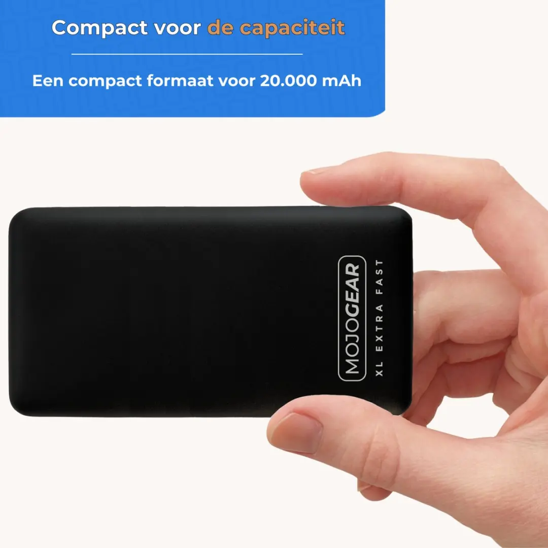 MOJOGEAR MG-09 Powerbank 20000mAh - 18W - 3x USB - Zwart