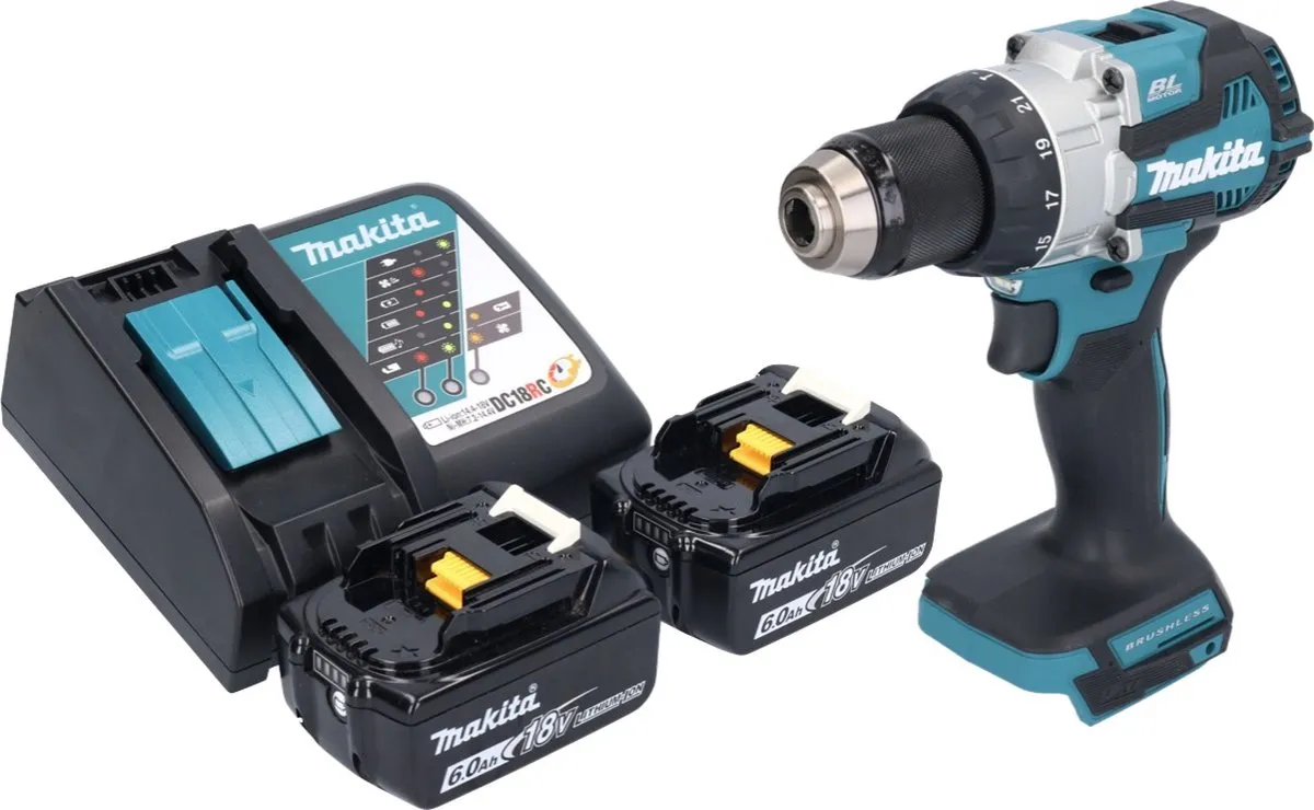 Makita DHP 489 RG Accu-klopboormachine 18V - 73Nm Borstelloos - 2x 6,0Ah - afbeelding 5 van 5