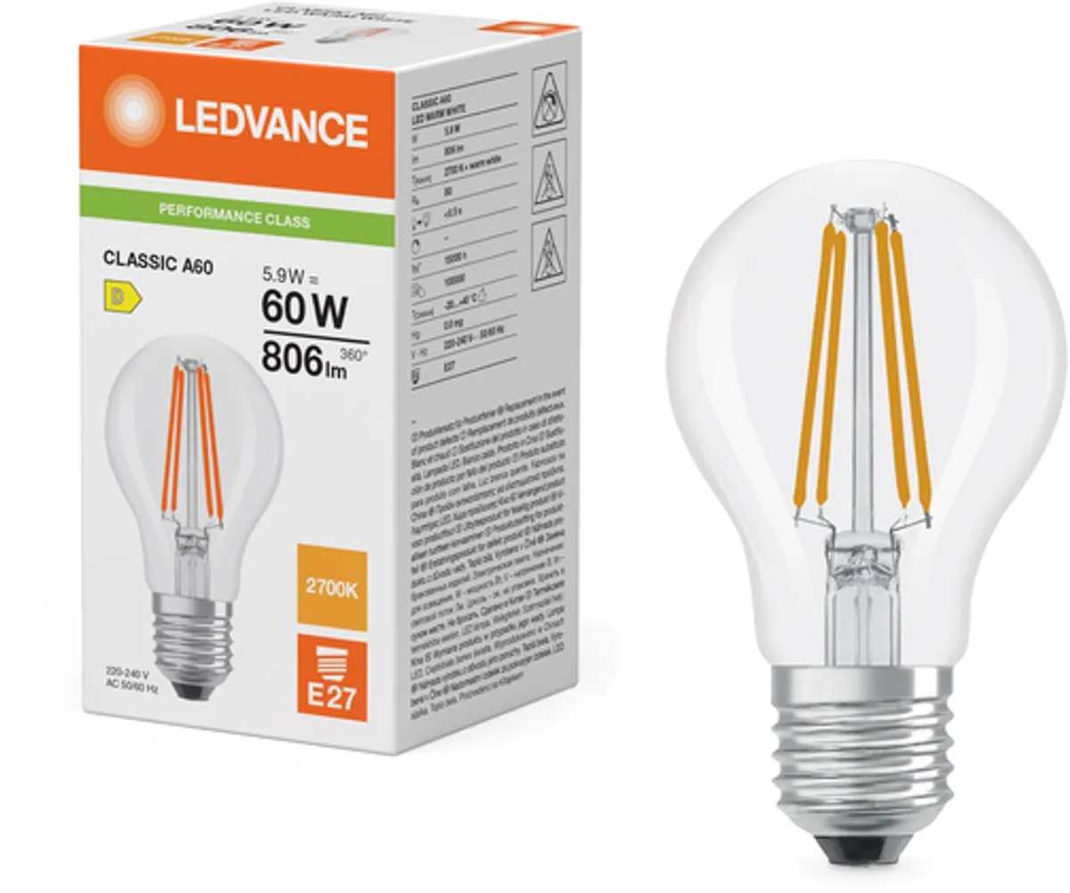 LEDVANCE LED Classic A60 E27 5.9W 806lm Warm Wit