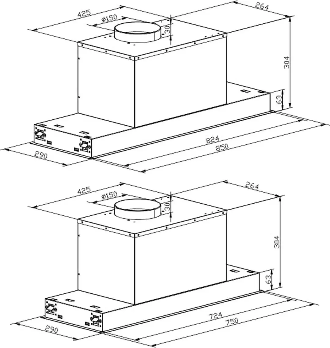 Kaiser EA 745 Eco Ventilatormodule 75cm - 650 m³/h - RVS
