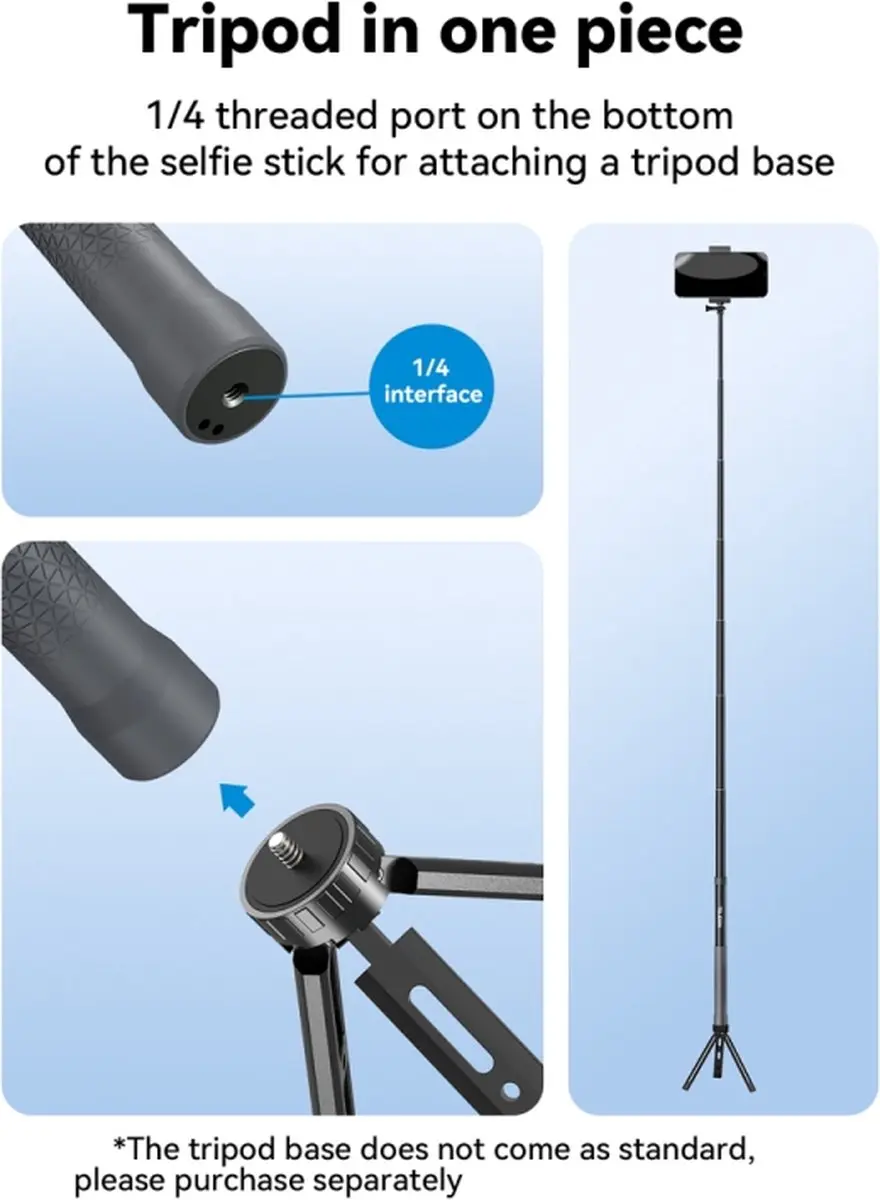 Telesin 3m Premium Selfiestick Carbon - GoPro/DJI/Insta360 - Zwart/Grijs