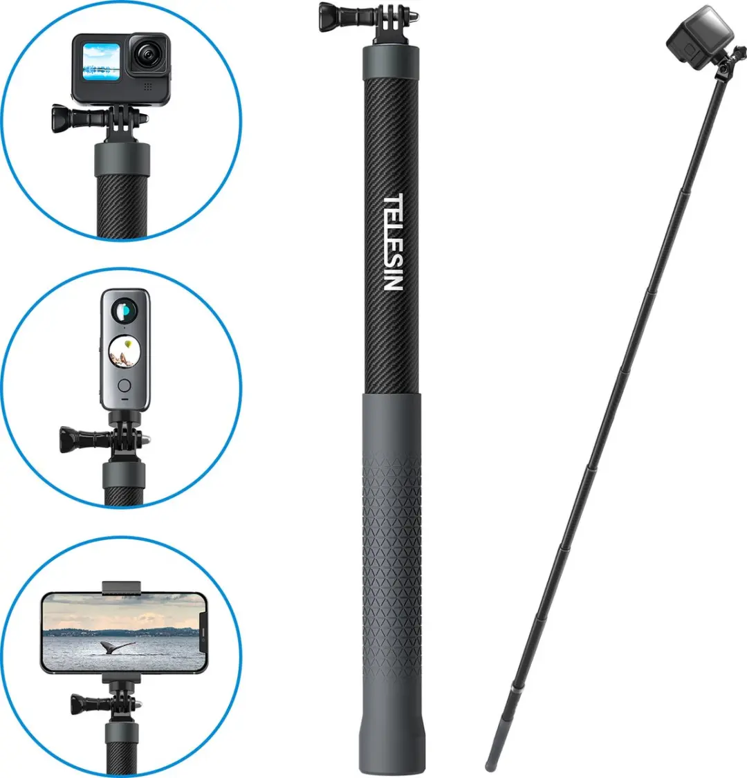Telesin 3m Premium Selfiestick Carbon