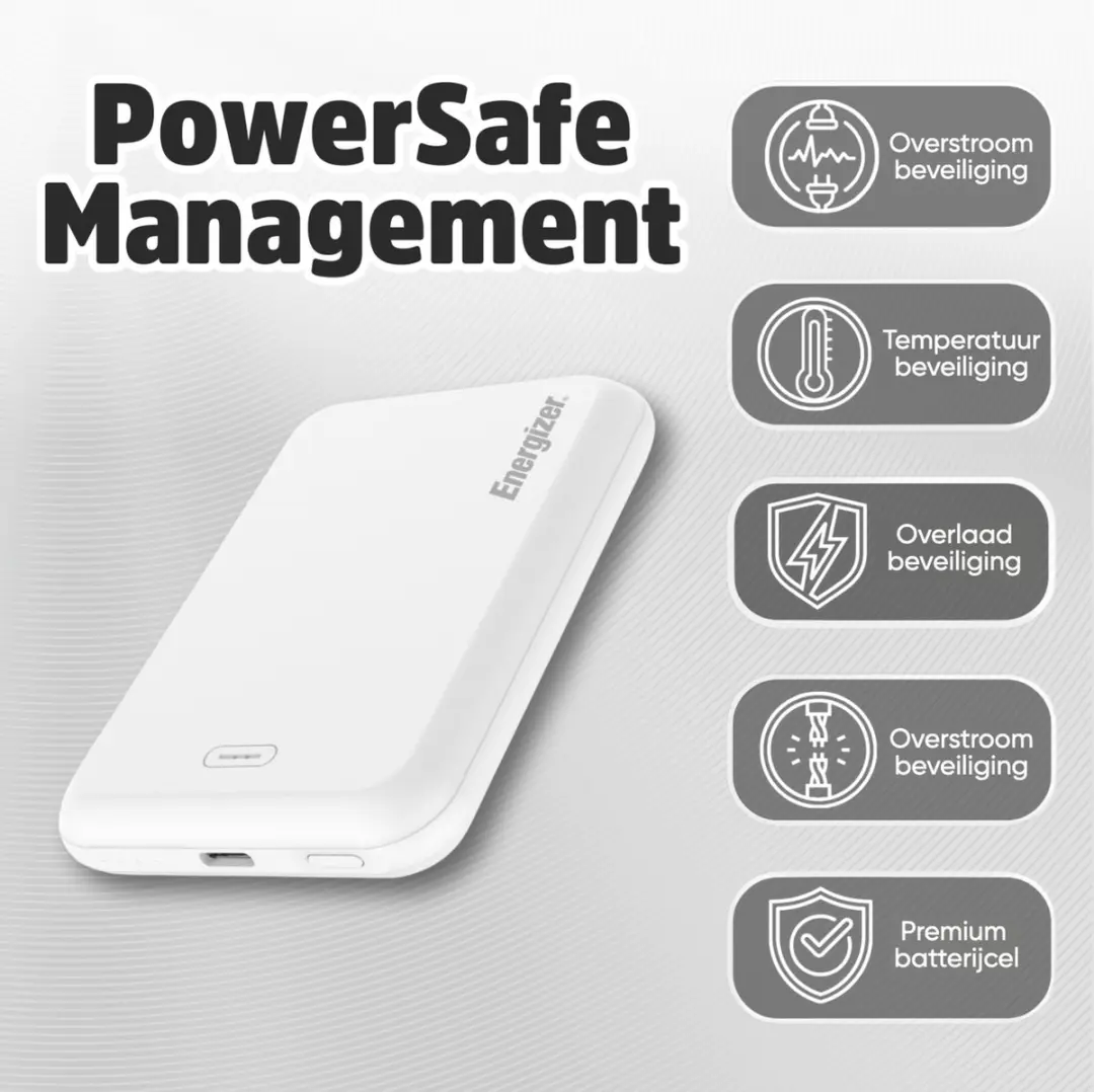 Energizer MagSafe Powerbank QM5000 5000mAh - Wit - afbeelding 6 van 6