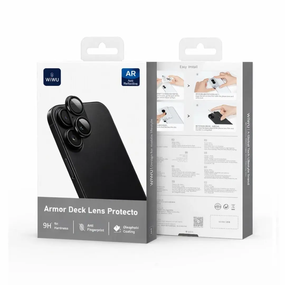 WiWu Camera Lens Protector iPhone 17 - 9H Glas & Aluminium - Zwart
