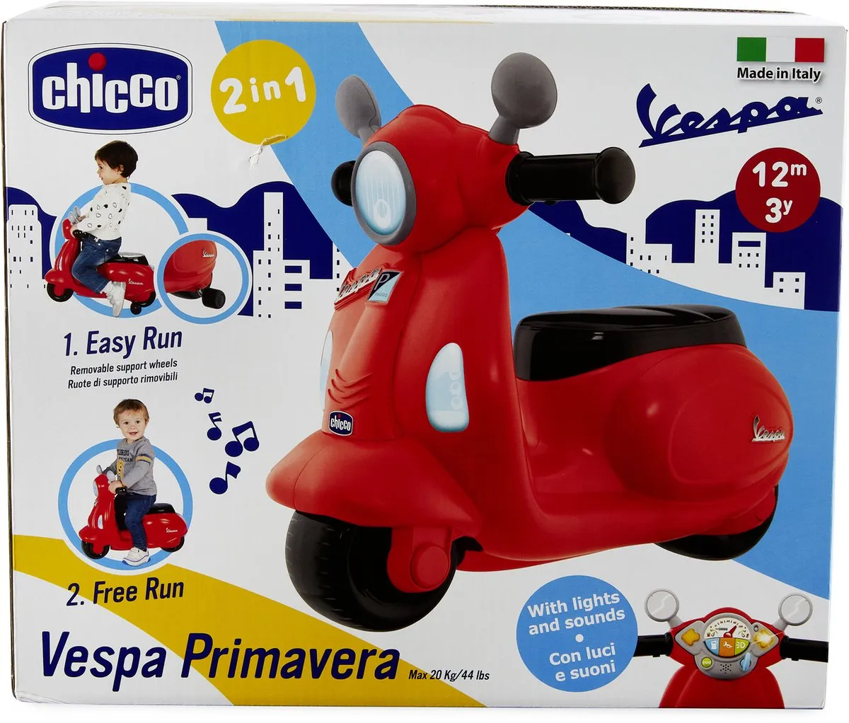 Chicco Vespa Primavera Junior Loopwagen 55x45cm - Rood/Zwart