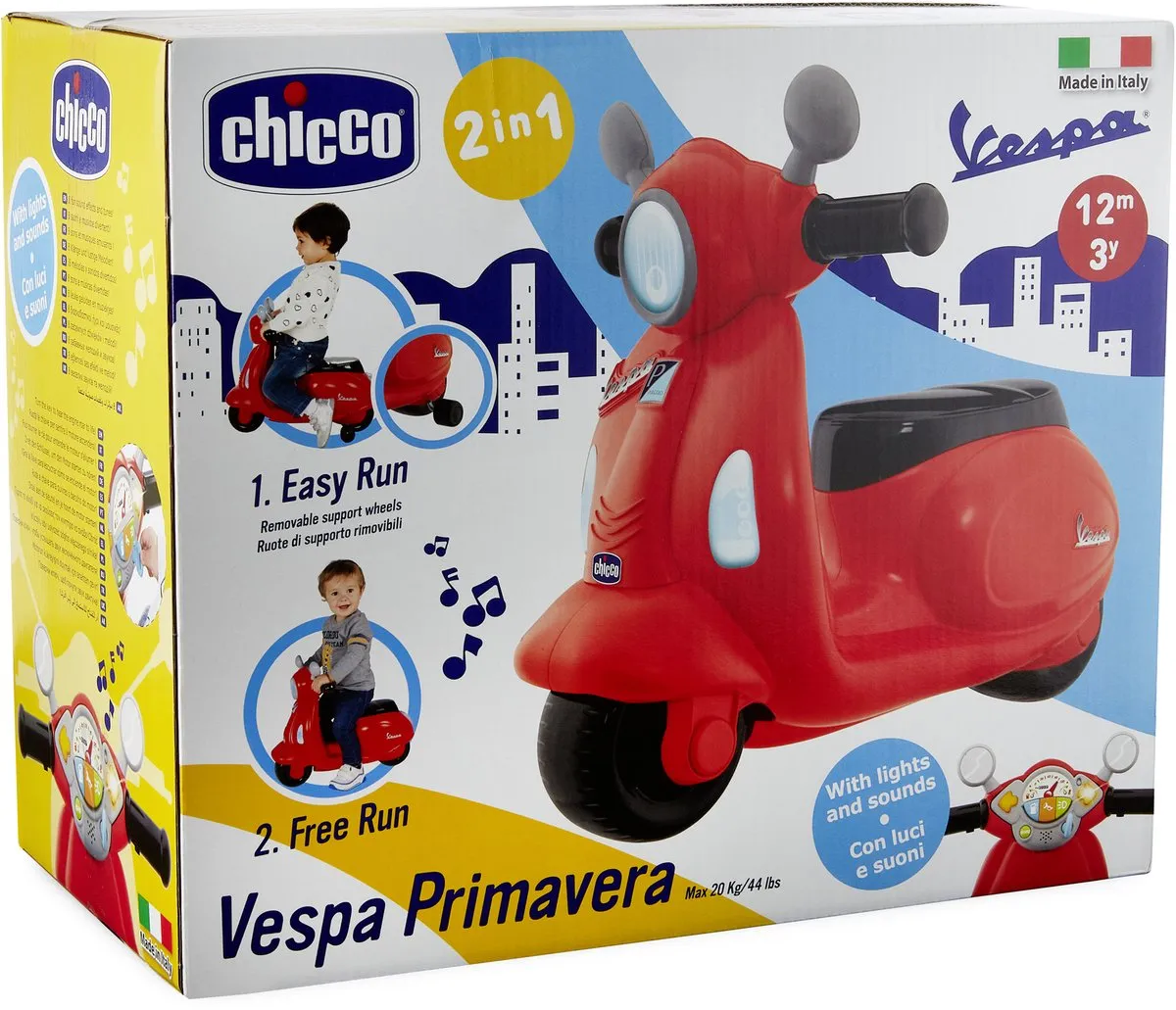 Chicco Vespa Primavera Junior Loopwagen 55x45cm - Rood/Zwart
