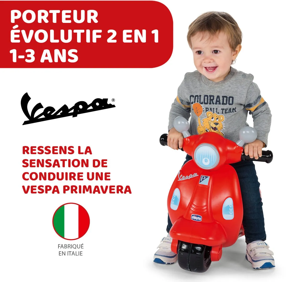 Chicco Vespa Primavera Junior Loopwagen 55x45cm - Rood/Zwart