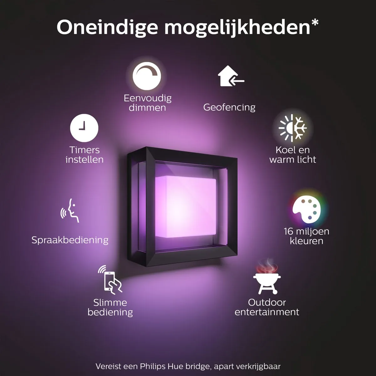 Philips Hue Econic Muurlamp - Zwart