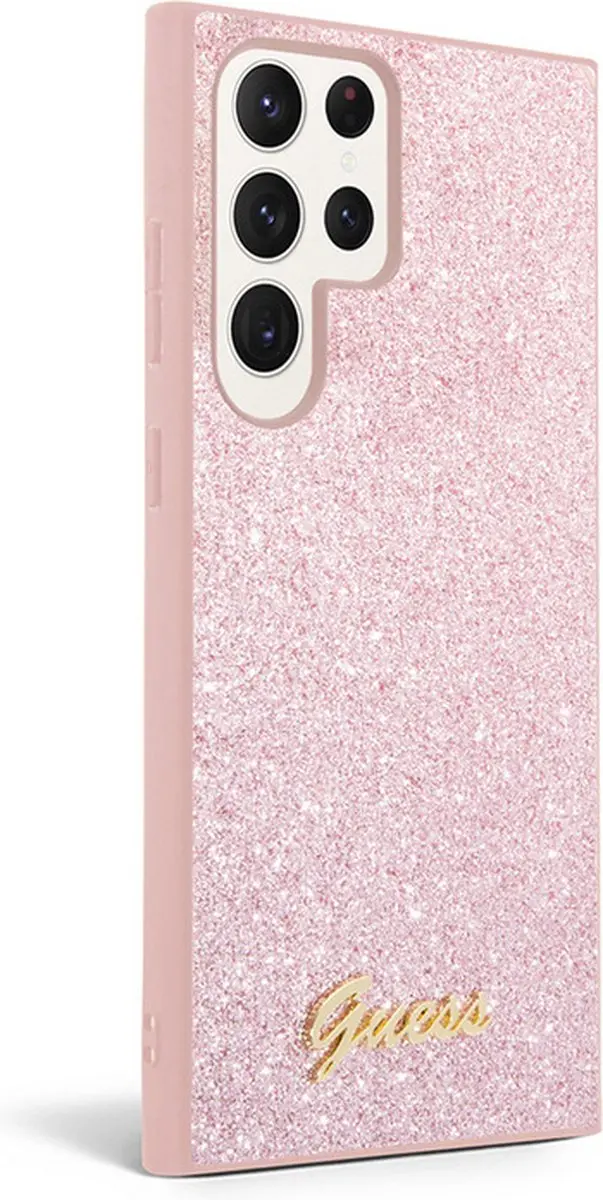 Guess Glitter Back Case Samsung Galaxy S24 Ultra - Roze GUHCS24LHGGSHP