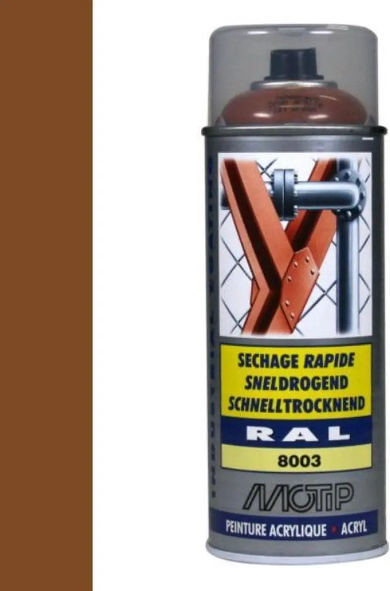 Motip Acryllak Hoogglans RAL 8003 Leembruin 400ml