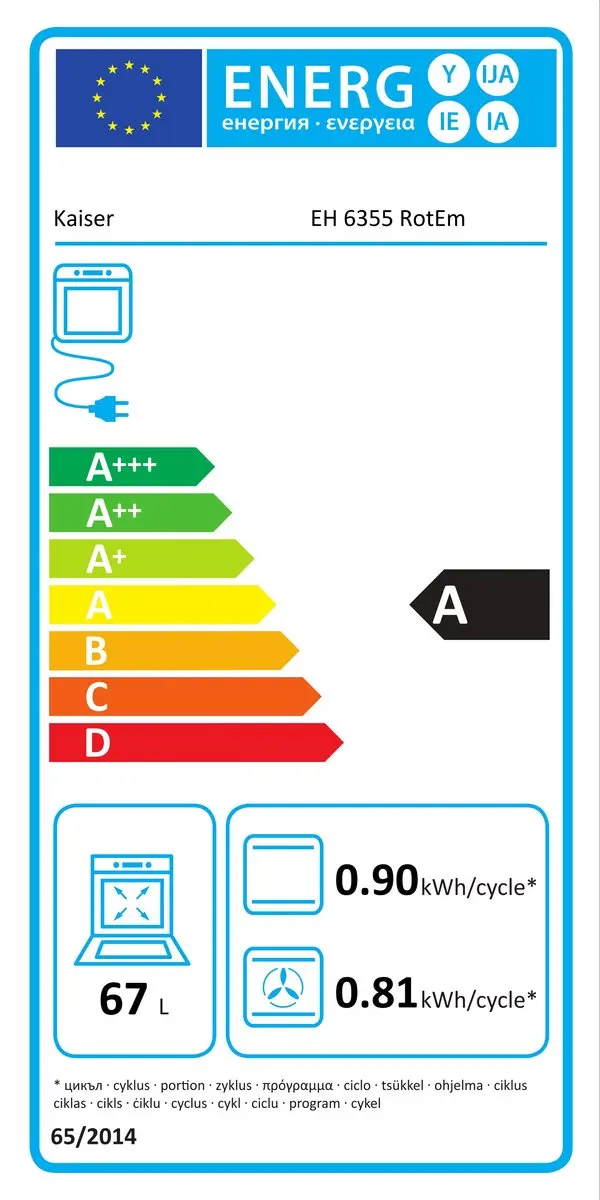 Kaiser EH 6355 RotEm Inbouwoven 60cm 67L - Rood