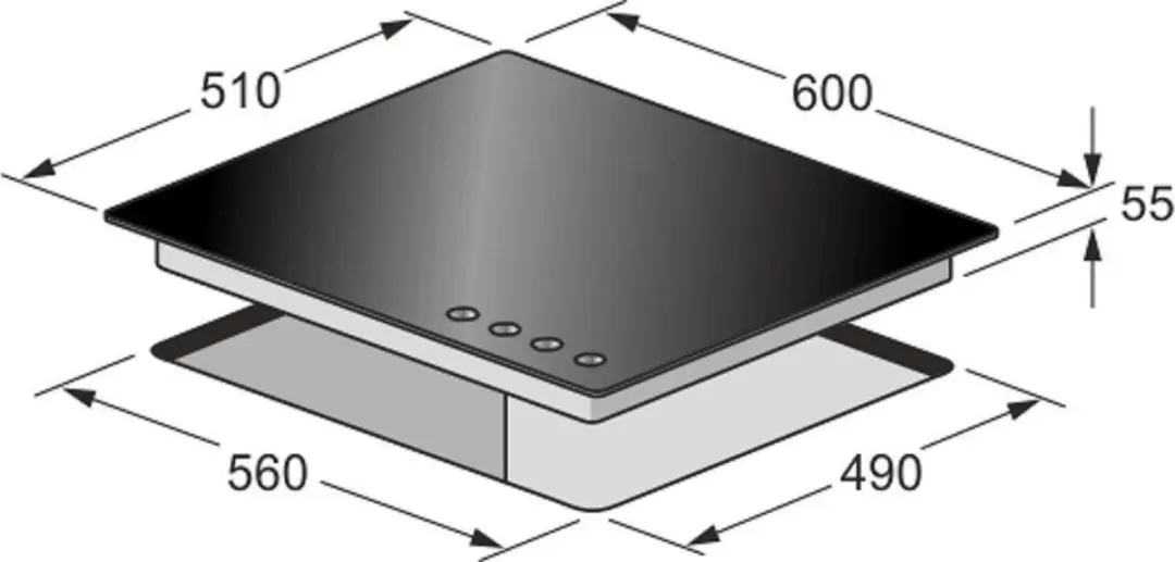 Kaiser KCG 6394 Gaskookplaat 60cm - 3.8kW - Zwart