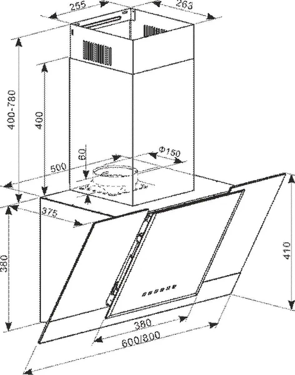 Kaiser AT 6438 FW Wandafzuigkap 60cm - 910 m³/h - Wit Glas