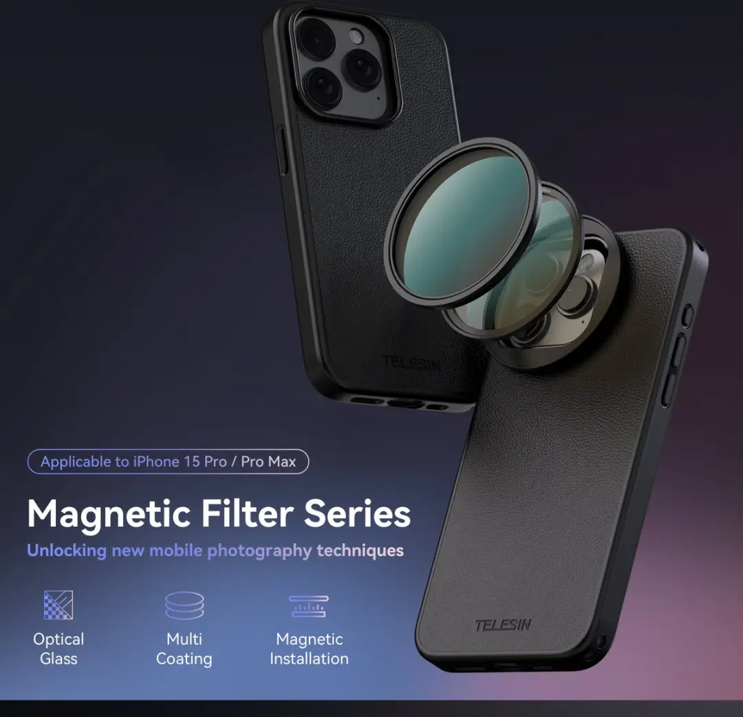 Telesin Lenscase met Filtermount iPhone 15 Pro - Zwart