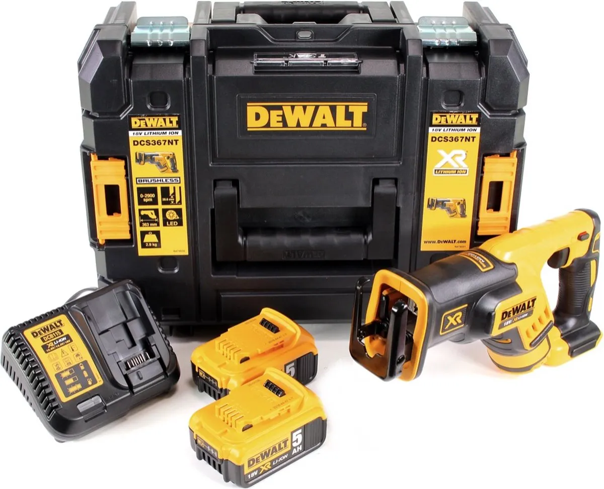 DeWalt DCS367P2 Reciprozaag 18V - 2x 5,0Ah + Lader + TSTAK - afbeelding 4 van 5
