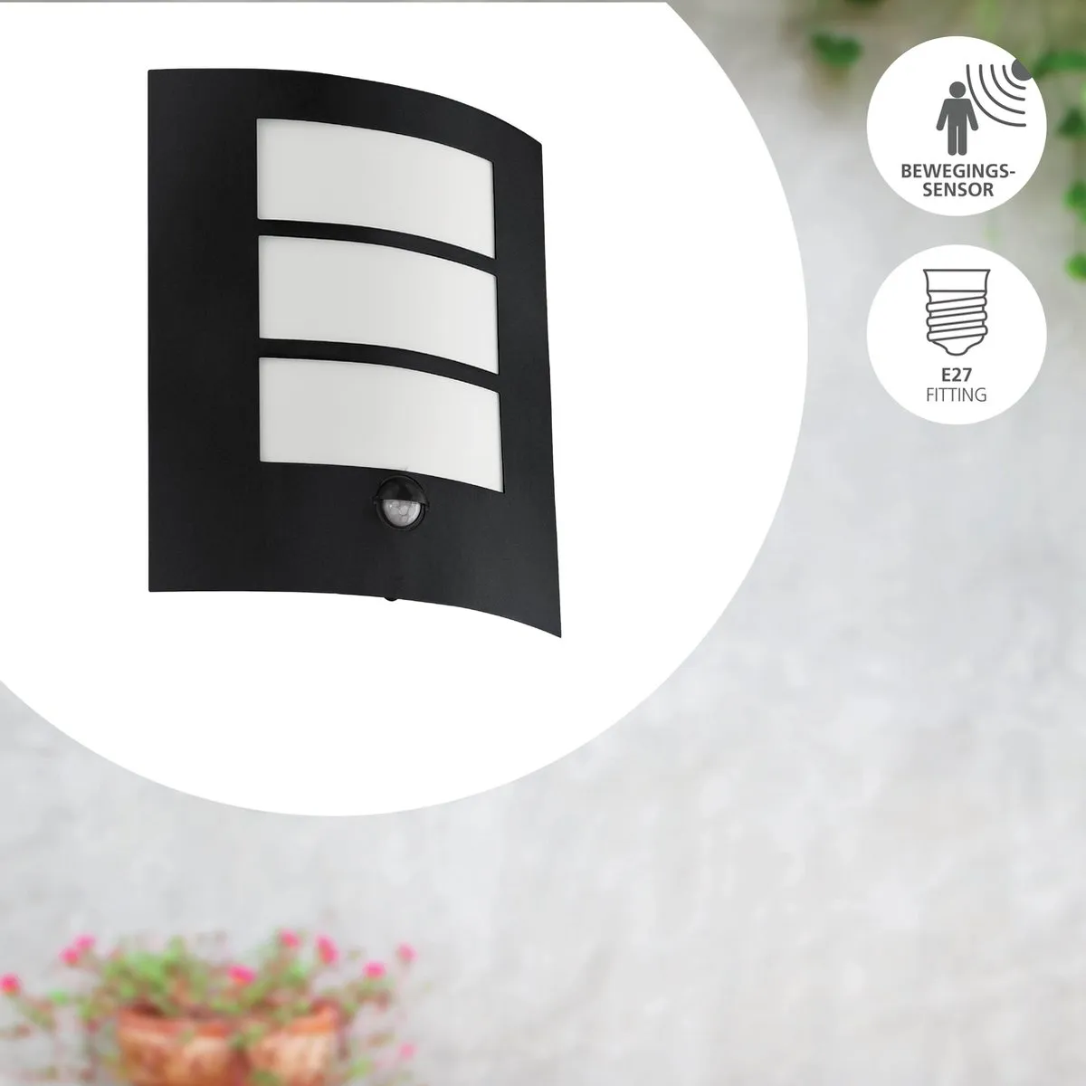 Eglo City Wandlamp Buiten E27 - Zwart/Wit - afbeelding 6 van 6