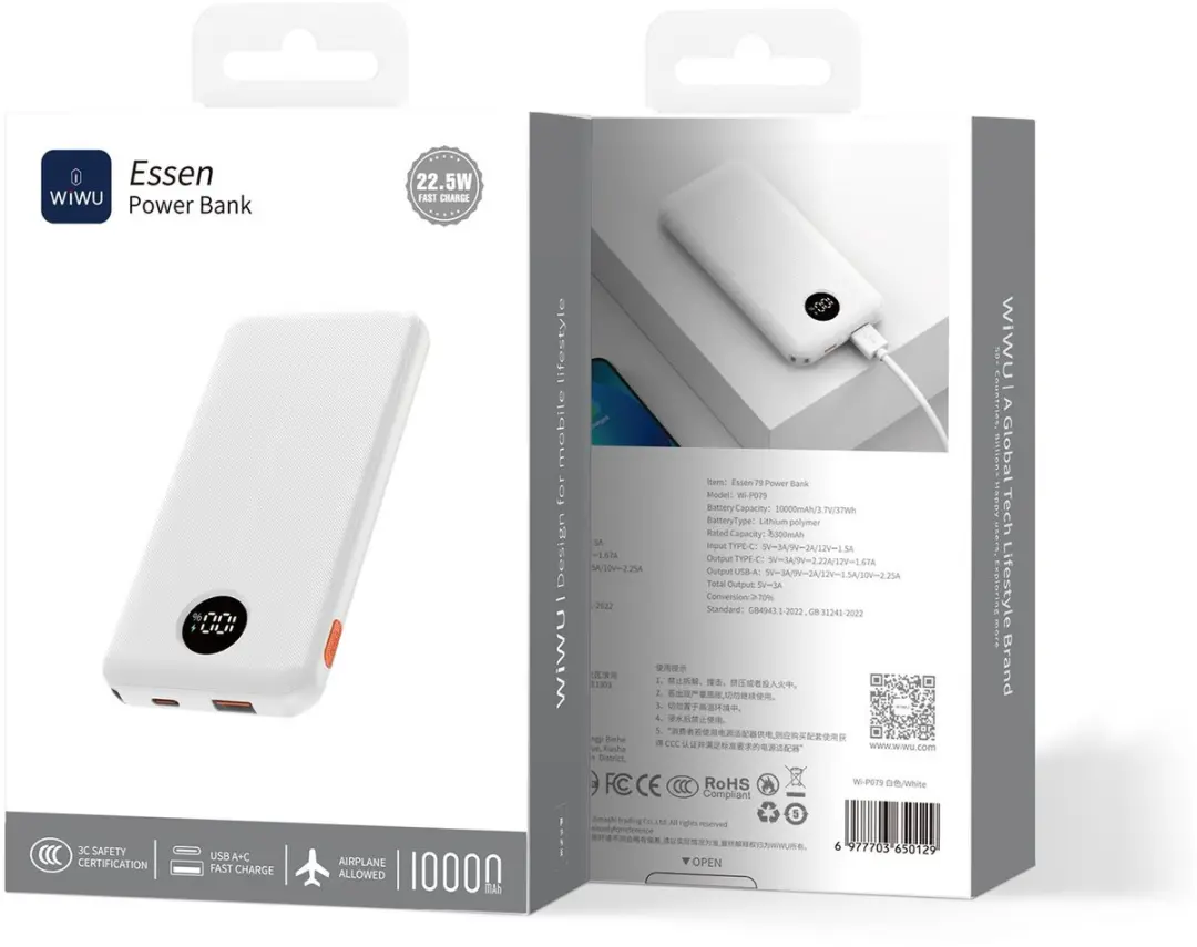 WiWu Powerbank 10000mAh 22.5W - Wit