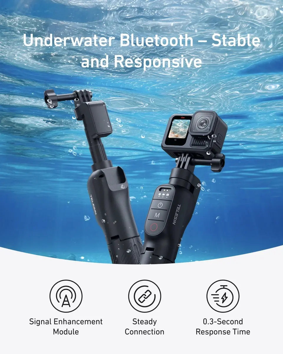 Telesin T-S1-TSS-07 Selfiestick Statief 3-in-1 - Zwart/oranje