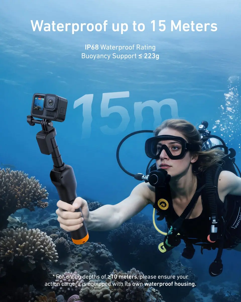 Telesin T-S1-TSS-07 Selfiestick Statief 3-in-1 - Zwart/oranje