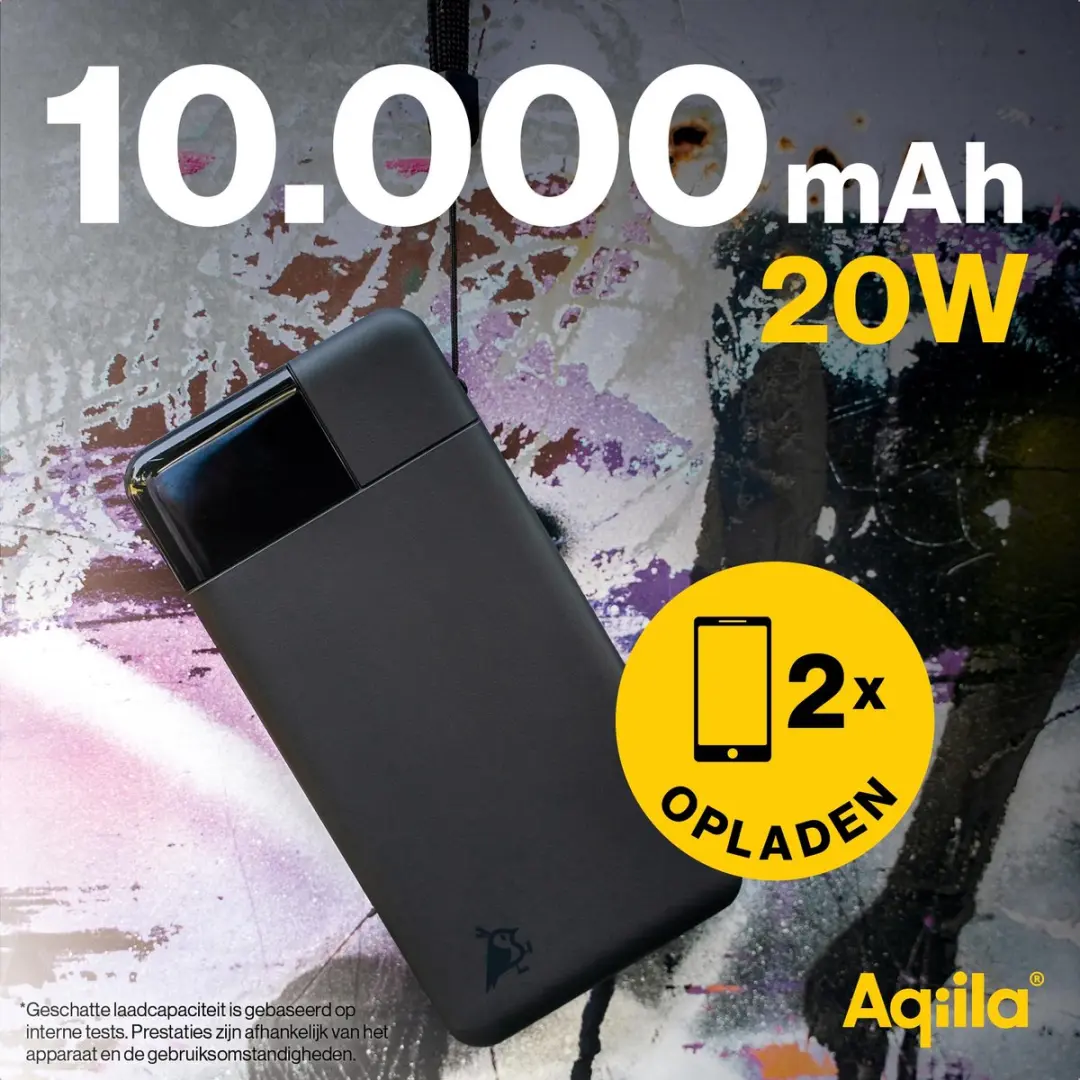 Aqiila Powerbank B10B 10000mAh - 2x USB-C/USB-A - Zwart