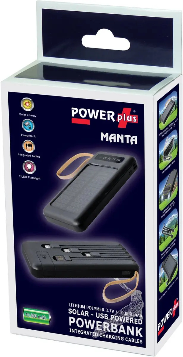 Powerplus Manta Powerbank 10000mAh - 2x USB - Zwart