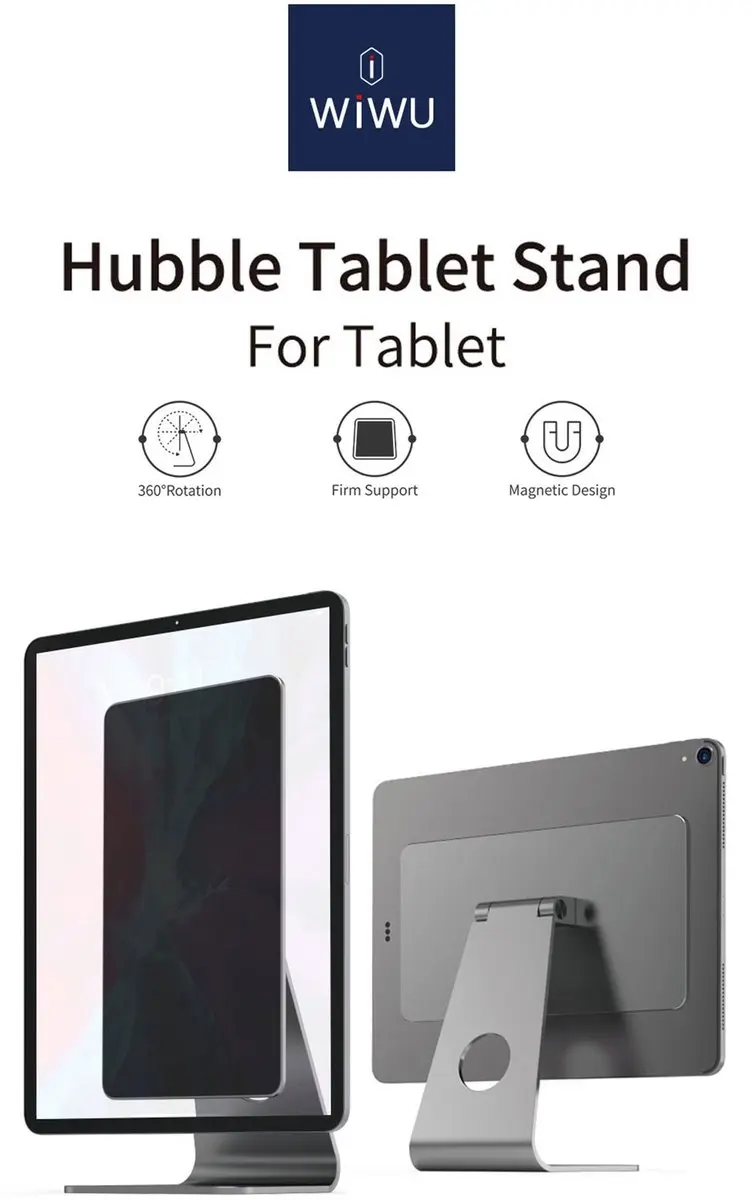 WiWu Hubble Magnetische Tabletstandaard 11" - iPad Air M4/M3/M2 - Space Grijs
