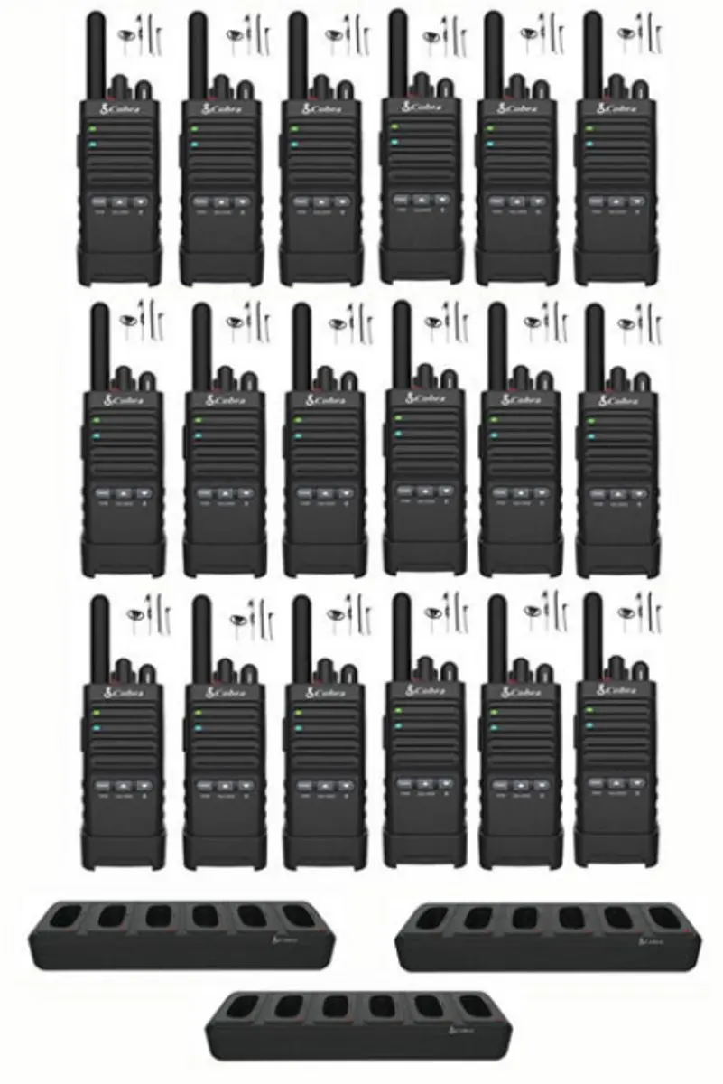 Cobra PX650 UHF PMR446 Portofoons - 18 Stuks (met multilader) - Zwart