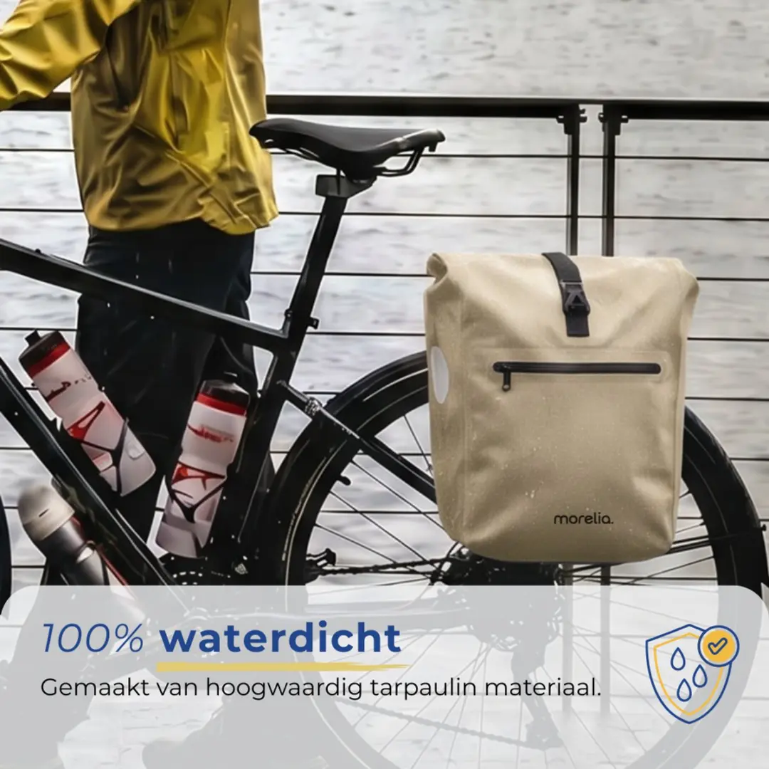 Morelia Fietstas Set 56L Beige - Incl Laptoptas & Achterlicht