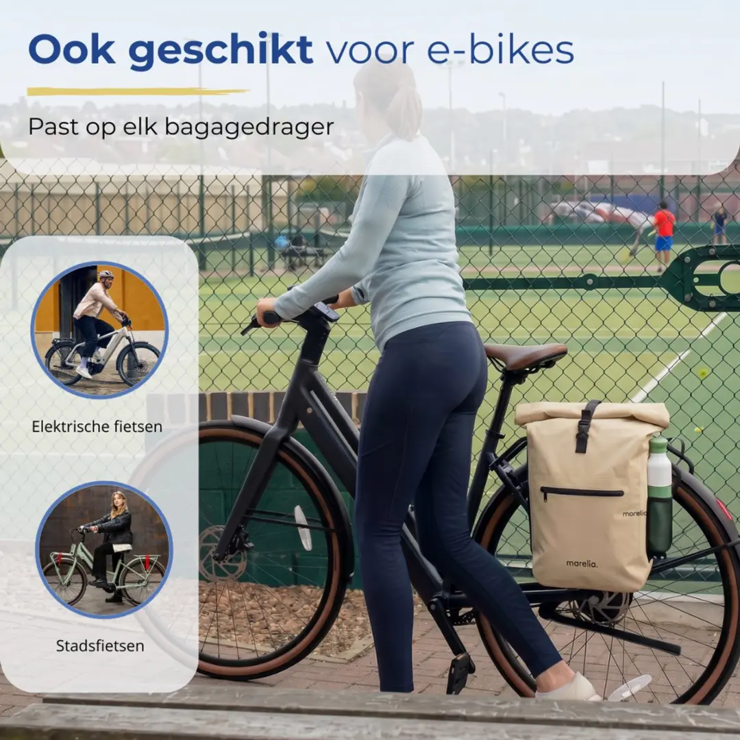 Morelia Fietstas Set 56L Beige - Incl Laptoptas & Achterlicht