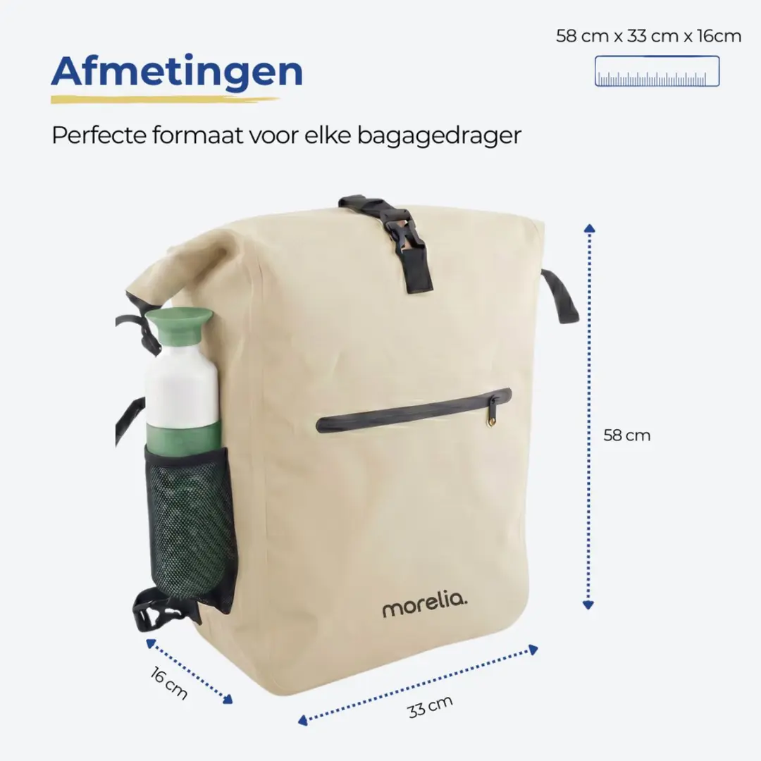 Morelia Fietstas Set 56L Beige - Incl Laptoptas & Achterlicht