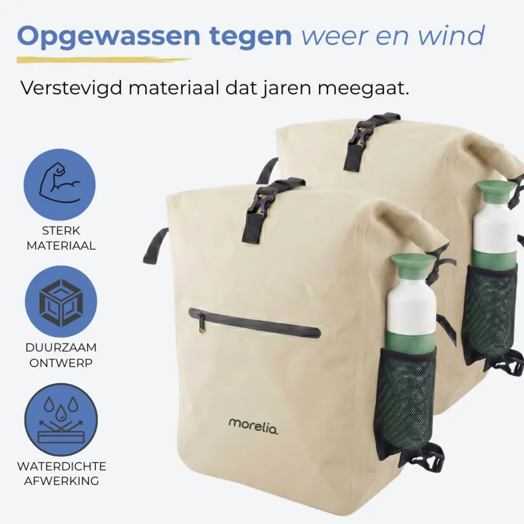 Morelia Fietstas Set 56L Beige - Incl Laptoptas & Achterlicht - afbeelding 6 van 6