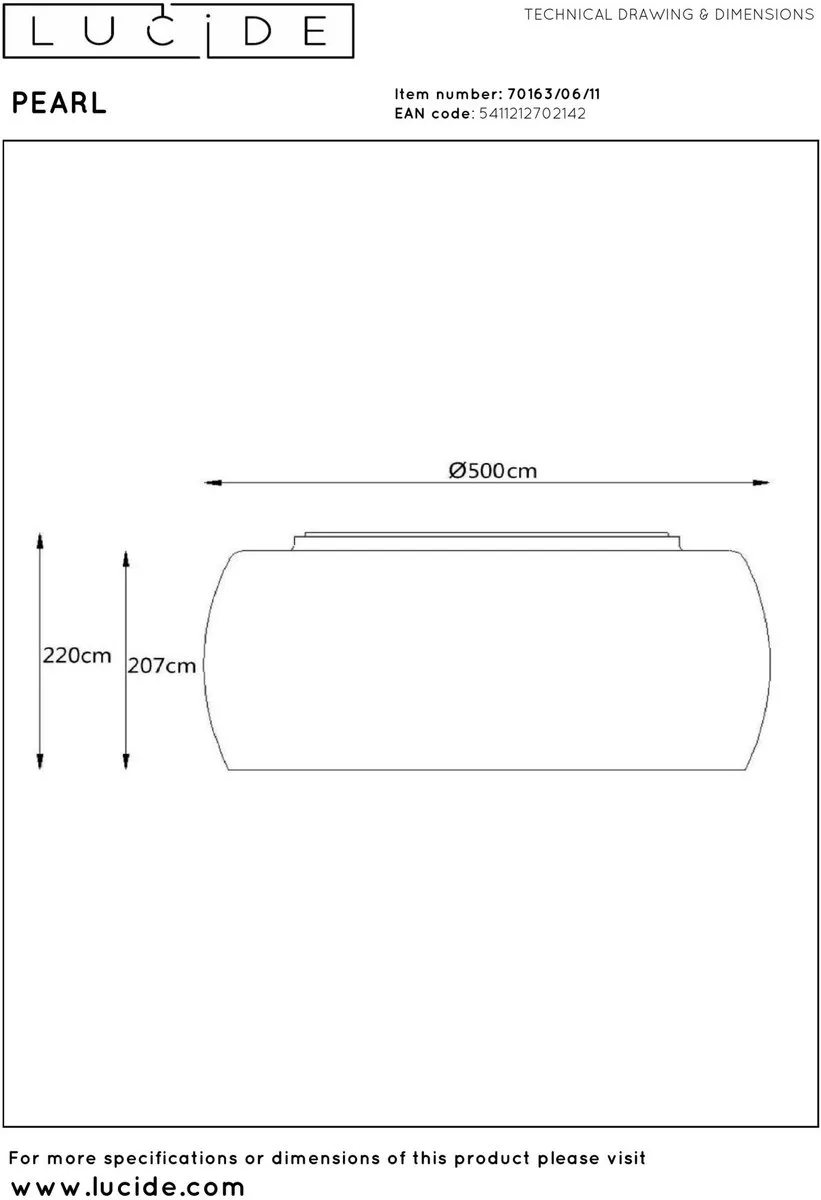 Lucide Pearl Plafondlamp Ø50cm - 6xG9 Chroom