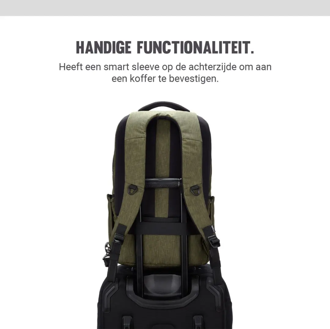 Pacsafe Metrosafe X Rugzak 25L - RFID-blokkerend - Groen - afbeelding 6 van 6