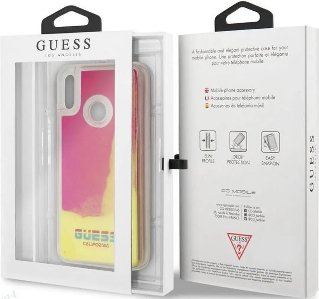 GUESS Liquid Glow Hard Case - Geel - Huawei P Smart 2019