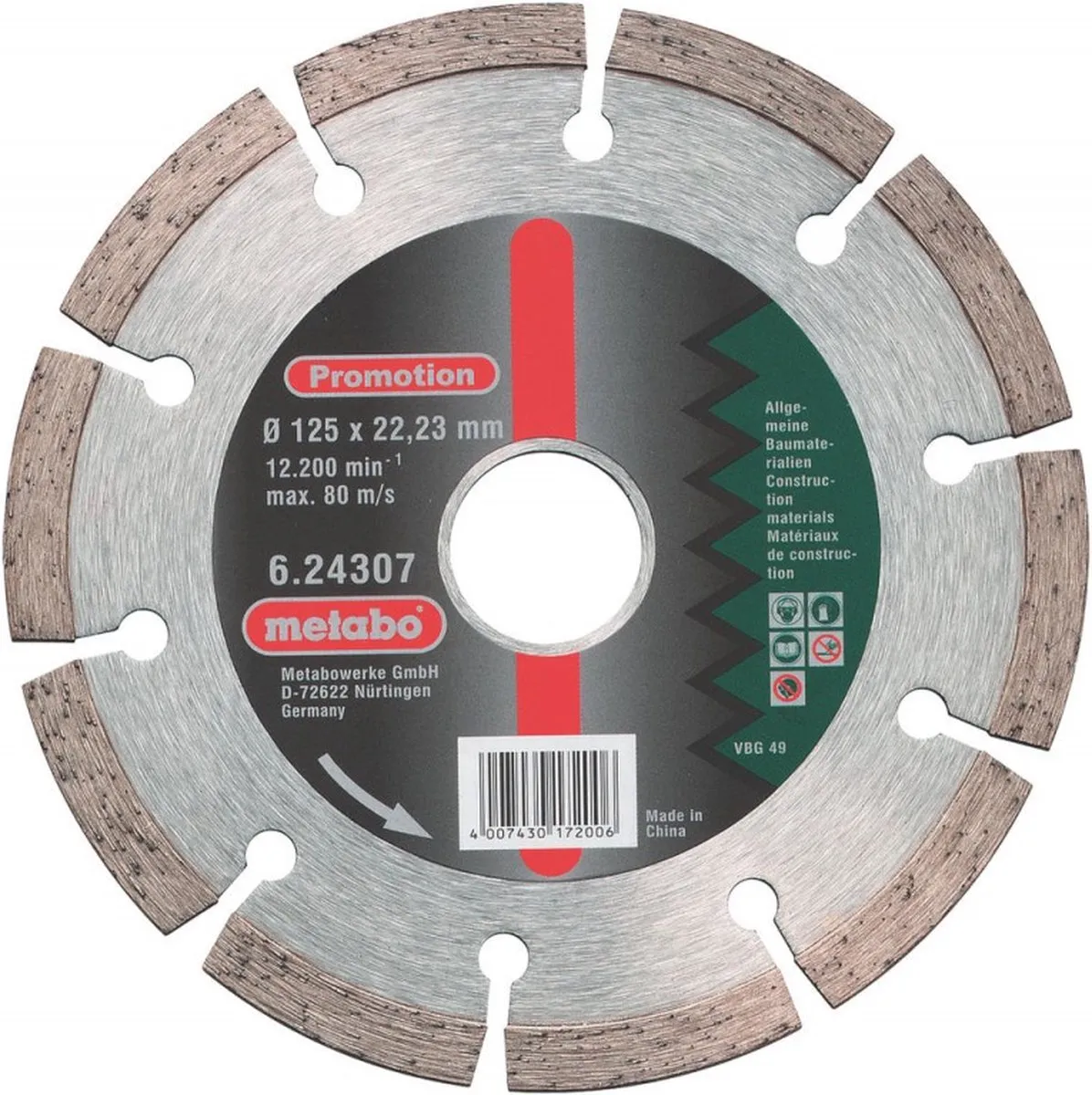 Metabo Diamant-doorslijpschaaf 125mm 624307000 - Beton/Steen