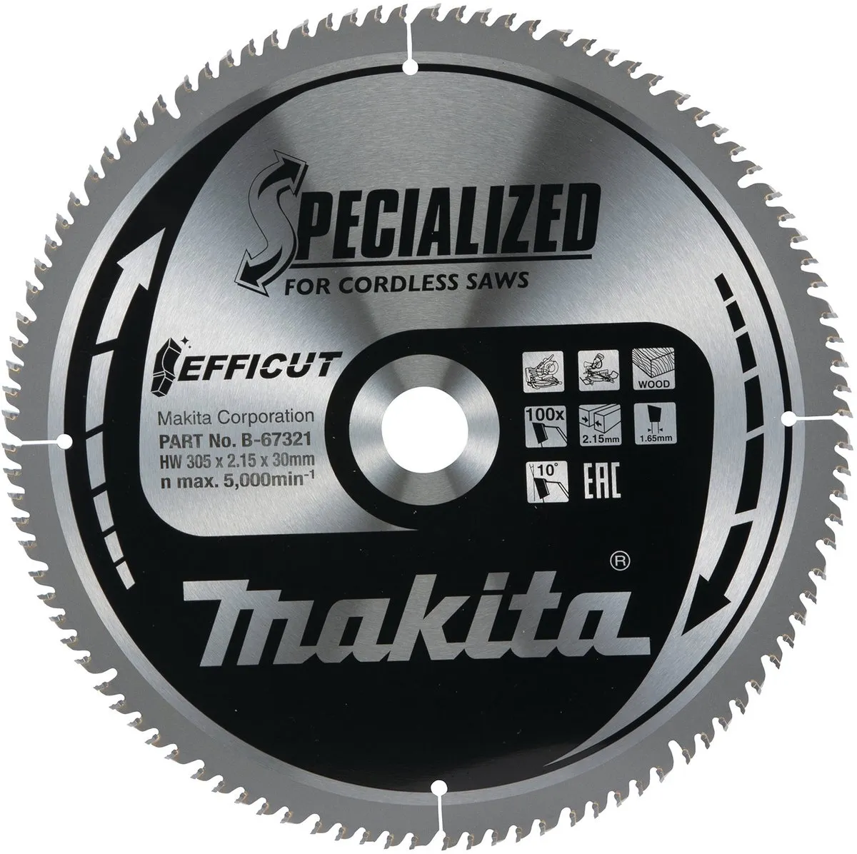 Makita Efficut B-67278 Afkortzaagblad Hout 305mm - 100T